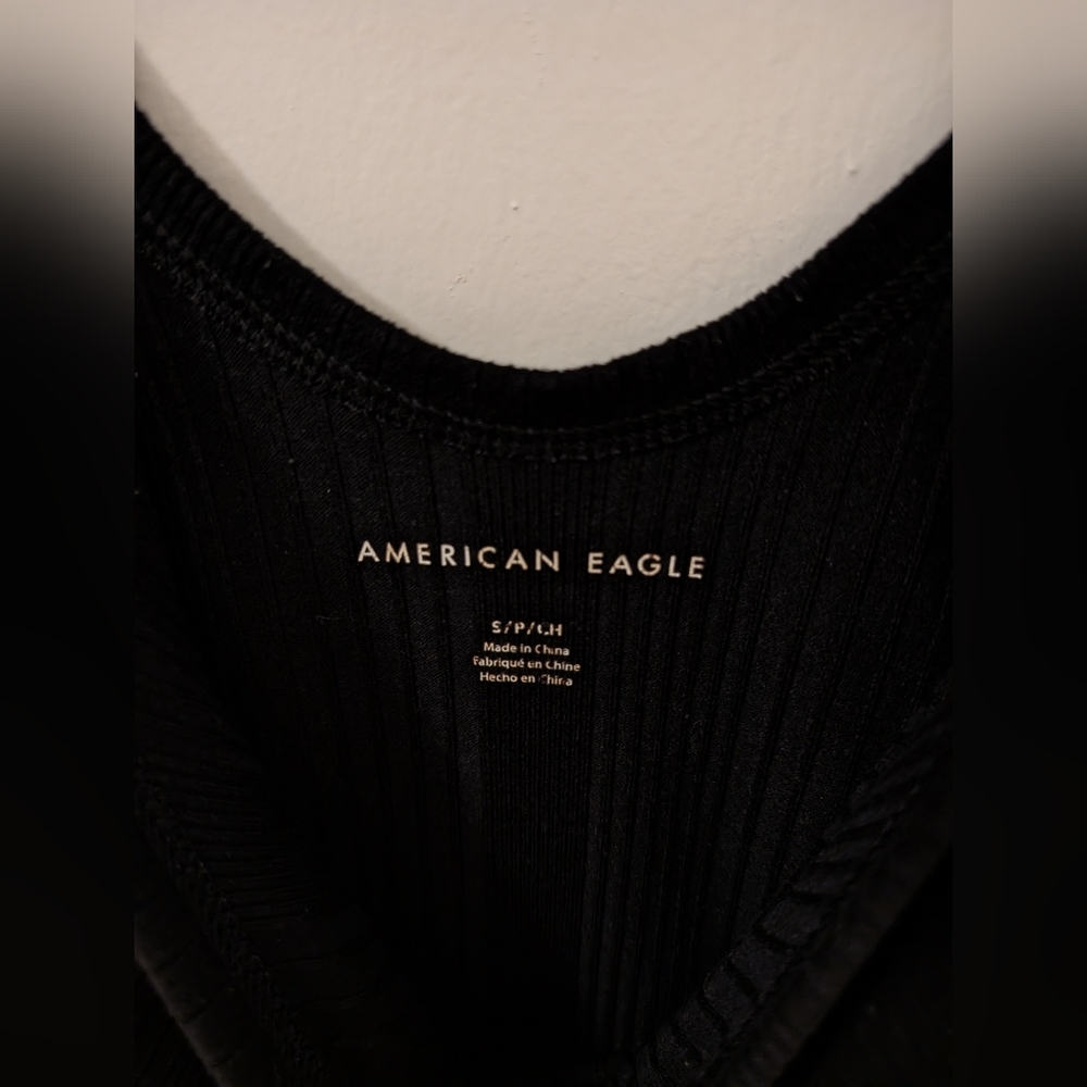 American Eagle Ribbed Tank Black Bodysuit size S - Picture 3 of 5
